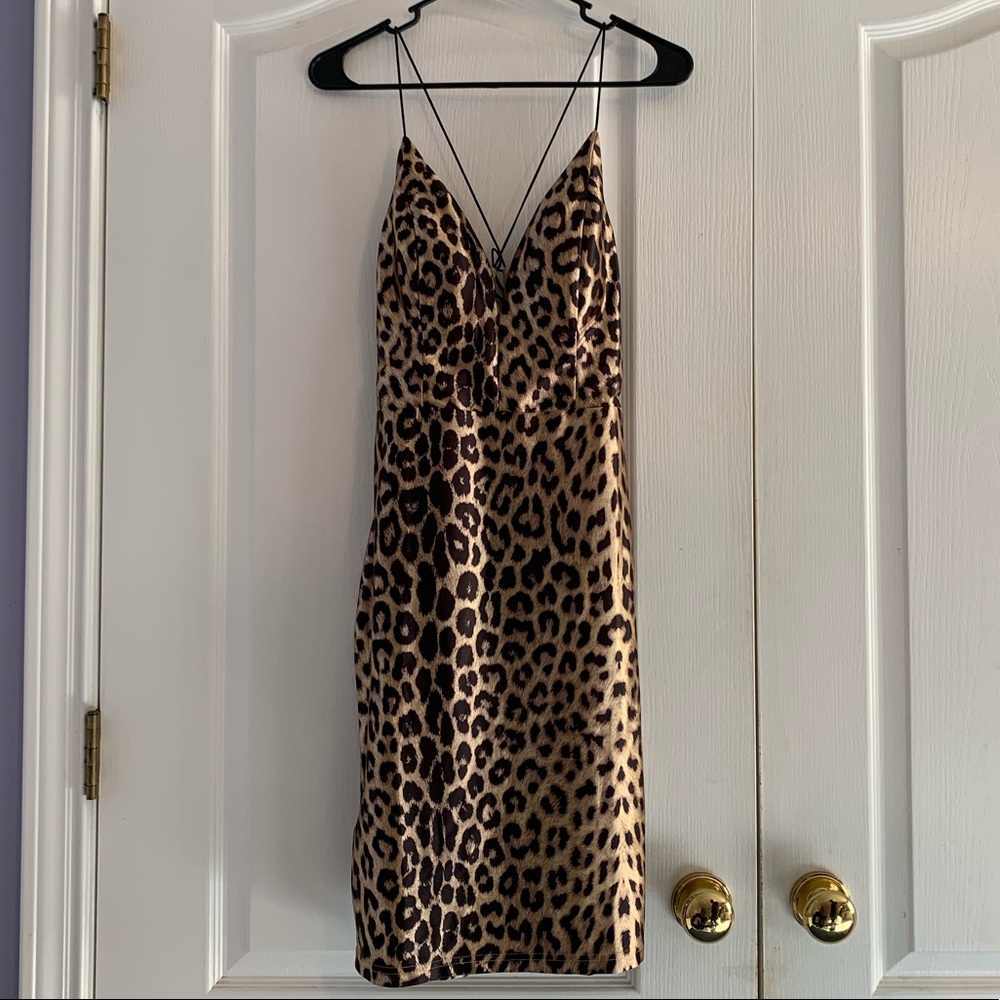 KnowStyle Strappy Satin Leopard Bodycon Dress